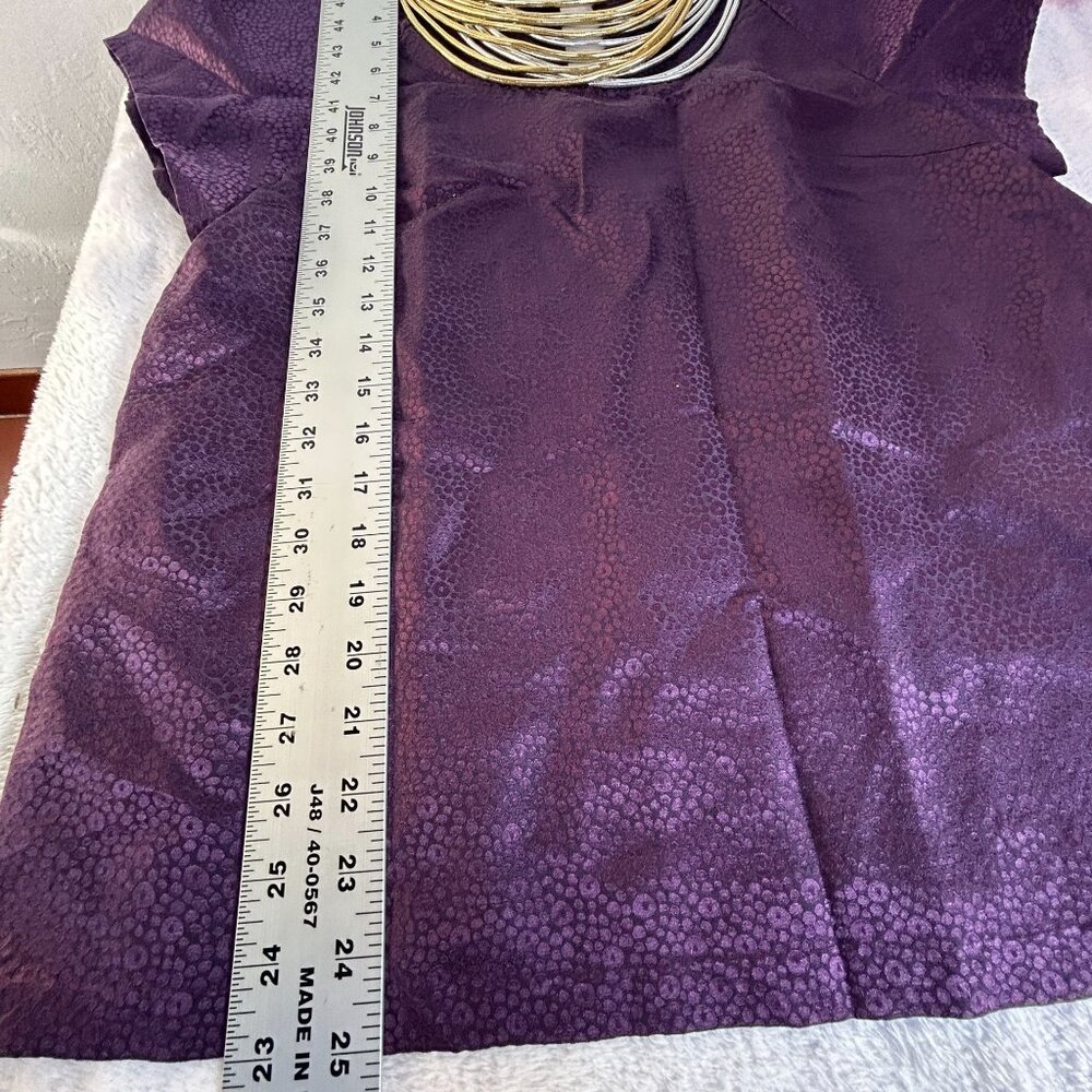 3.1 Phillip Lim Womens Wool Silk Short Sleeve Top Metallic Neck Size 6 Purple - Picture 8 of 9